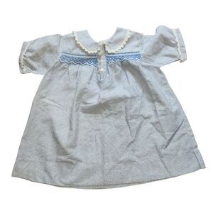Vintage Blue and White Floral Baby Dress with Collar